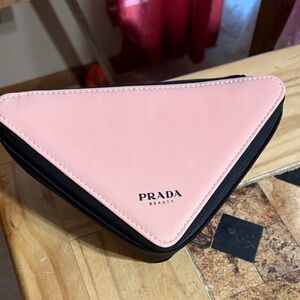 Prada Pink and Black Triangle Beauty Pouch